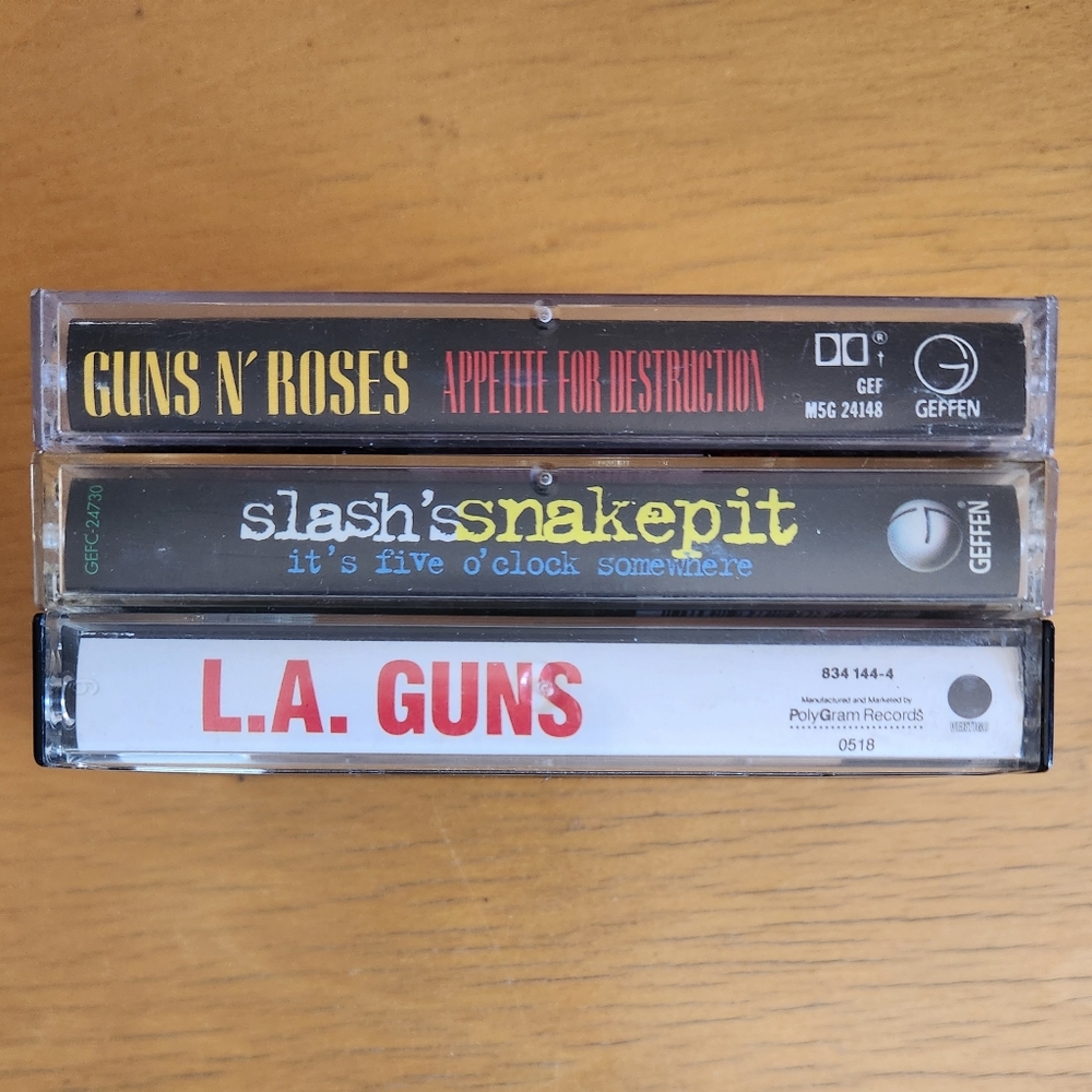 Guns N' Roses, Slash's Snakepit, L.A. Guns - 1980s/90s Cassette Tapes (Lot of  3